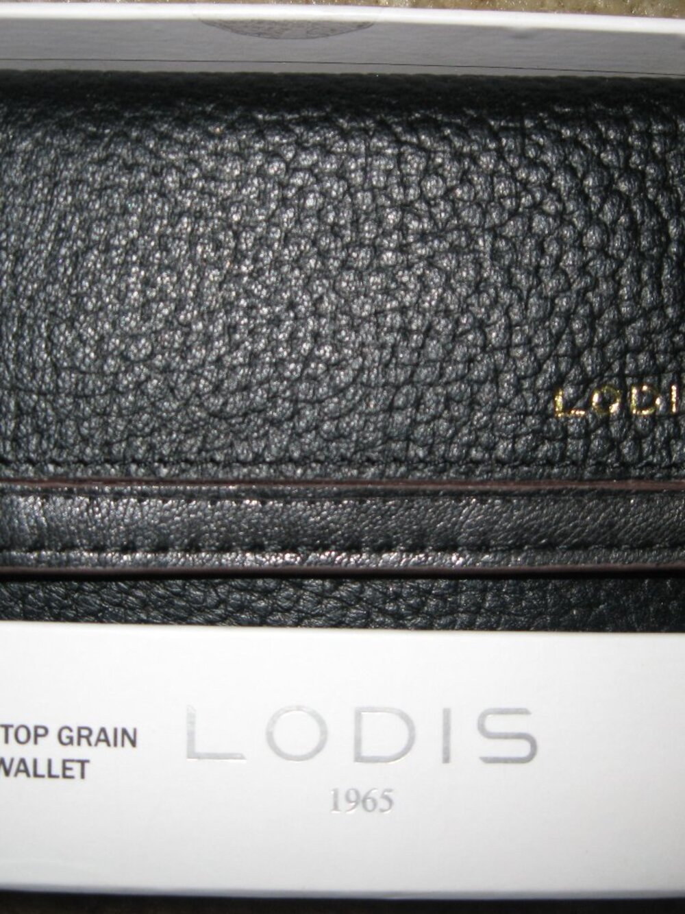 Lodis premium top grain Leather wallet Black trifold New -Gift box RFID Protect